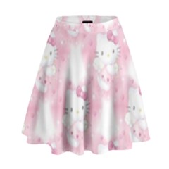 Hello Kitty Pattern, Hello Kitty, Child, White, Cat, Pink, Animal High Waist Skirt by nateshop