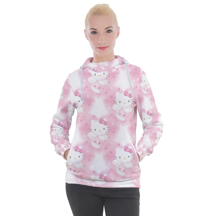 Hello Kitty Pattern, Hello Kitty, Child, White, Cat, Pink, Animal Women s Hooded Pullover