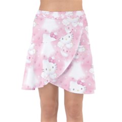 Hello Kitty Pattern, Hello Kitty, Child, White, Cat, Pink, Animal Wrap Front Skirt by nateshop