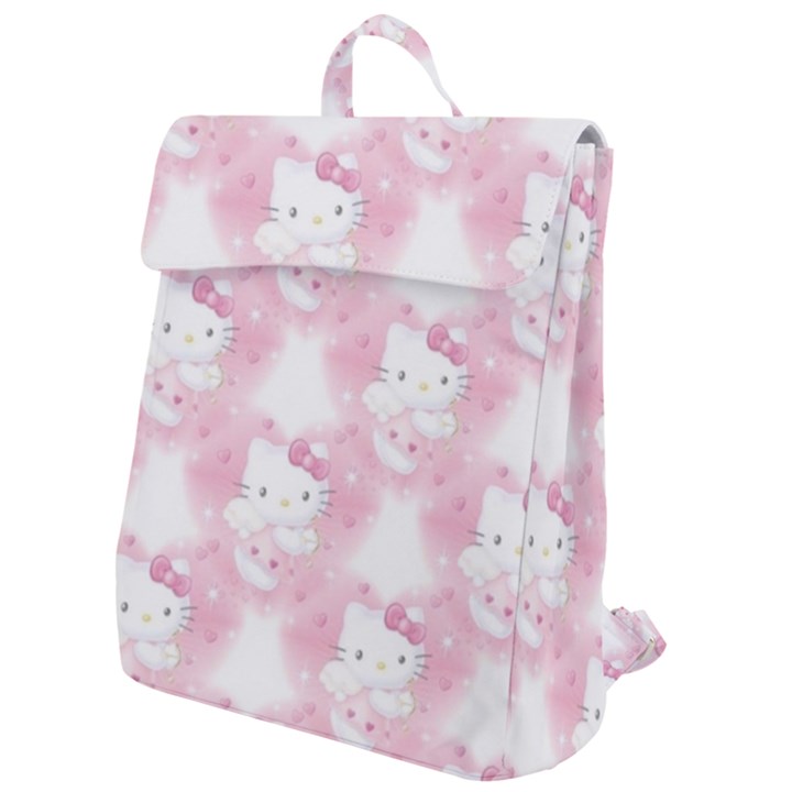 Hello Kitty Pattern, Hello Kitty, Child, White, Cat, Pink, Animal Flap Top Backpack