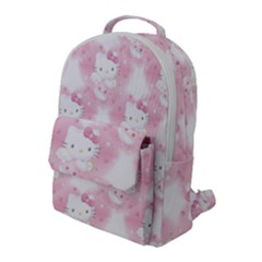 Hello Kitty Pattern, Hello Kitty, Child, White, Cat, Pink, Animal Flap Pocket Backpack (large) by nateshop