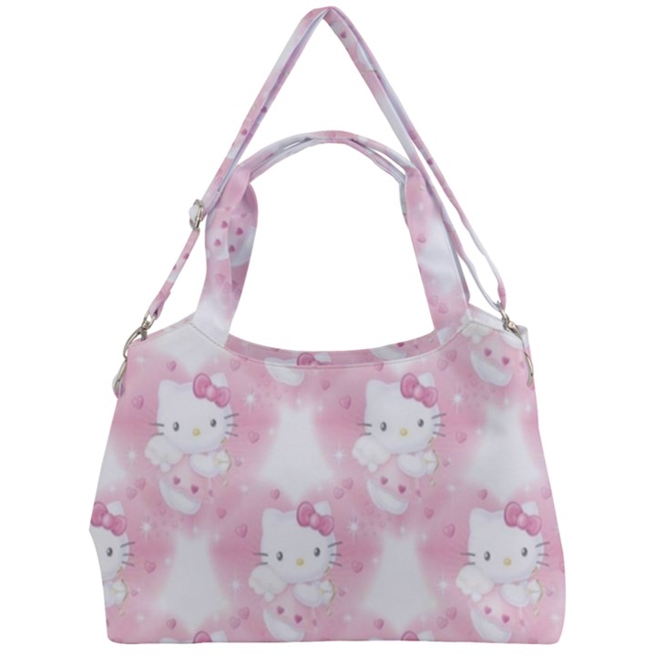 Hello Kitty Pattern, Hello Kitty, Child, White, Cat, Pink, Animal Double Compartment Shoulder Bag