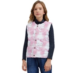 Hello Kitty Pattern, Hello Kitty, Child, White, Cat, Pink, Animal Kid s Button Up Puffer Vest	 by nateshop