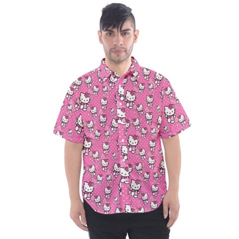 Hello Kitty Pattern, Hello Kitty, Child Men s Short Sleeve Shirt by nateshop