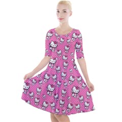 Hello Kitty Pattern, Hello Kitty, Child Quarter Sleeve A-line Dress by nateshop