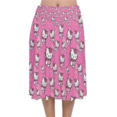 Hello Kitty Pattern, Hello Kitty, Child Velvet Flared Midi Skirt by nateshop