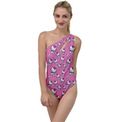 Hello Kitty Pattern, Hello Kitty, Child To One Side Swimsuit by nateshop