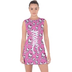 Hello Kitty Pattern, Hello Kitty, Child Lace Up Front Bodycon Dress by nateshop