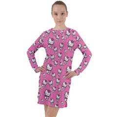 Hello Kitty Pattern, Hello Kitty, Child Long Sleeve Hoodie Dress by nateshop