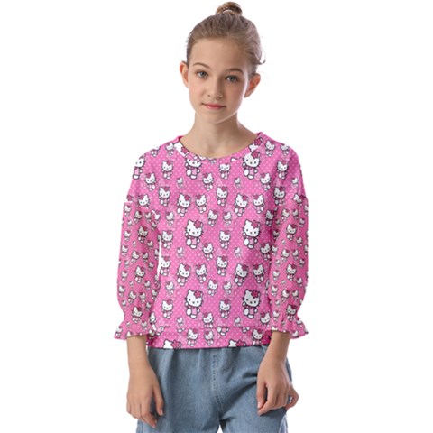 Hello Kitty Pattern, Hello Kitty, Child Kids  Cuff Sleeve Top by nateshop