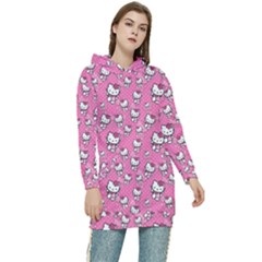 Hello Kitty Pattern, Hello Kitty, Child Women s Long Oversized Pullover Hoodie