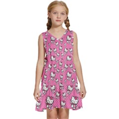 Hello Kitty Pattern, Hello Kitty, Child Kids  Sleeveless Tiered Mini Dress by nateshop