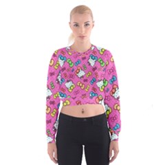 Hello Kitty, Cute, Pattern Cropped Sweatshirt by nateshop