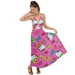 Hello Kitty, Cute, Pattern Backless Maxi Beach Dress