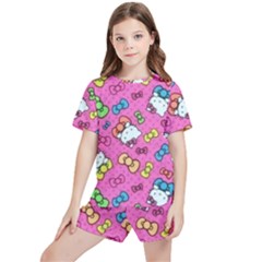 Hello Kitty, Cute, Pattern Kids  T-shirt And Sports Shorts Set by nateshop