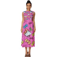 Hello Kitty, Cute, Pattern Sleeveless Round Neck Midi Dress by nateshop