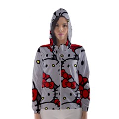 Hello Kitty, Pattern, Red Women s Hooded Windbreaker by nateshop