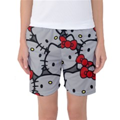 Hello Kitty, Pattern, Red Women s Basketball Shorts by nateshop