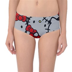 Hello Kitty, Pattern, Red Mid-waist Bikini Bottoms by nateshop