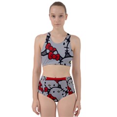 Hello Kitty, Pattern, Red Racer Back Bikini Set by nateshop