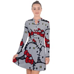 Hello Kitty, Pattern, Red Long Sleeve Panel Dress by nateshop