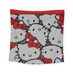 Hello Kitty, Pattern, Red Square Tapestry (small) by nateshop