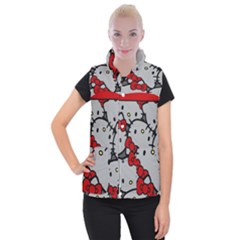 Hello Kitty, Pattern, Red Women s Button Up Vest