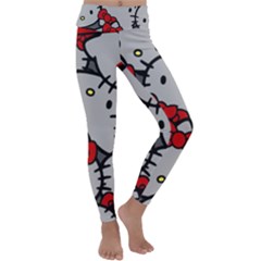 Hello Kitty, Pattern, Red Kids  Lightweight Velour Classic Yoga Leggings by nateshop