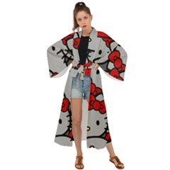 Hello Kitty, Pattern, Red Maxi Kimono by nateshop