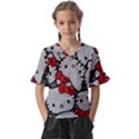 Hello Kitty, Pattern, Red Kids  V-Neck Horn Sleeve Blouse View1