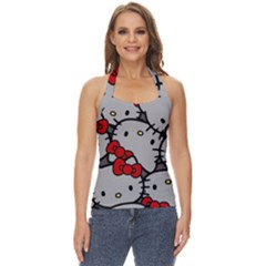 Hello Kitty, Pattern, Red Basic Halter Top by nateshop