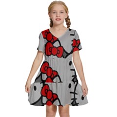 Hello Kitty, Pattern, Red Kids  Short Sleeve Tiered Mini Dress by nateshop