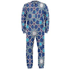 Islamic Ornament Texture, Texture With Stars, Blue Ornament Texture Onepiece Jumpsuit (men) by nateshop