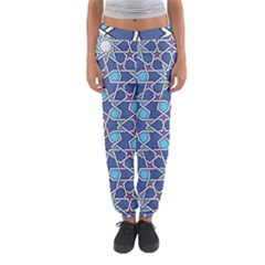 Islamic Ornament Texture, Texture With Stars, Blue Ornament Texture Women s Jogger Sweatpants by nateshop