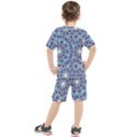 Islamic Ornament Texture, Texture With Stars, Blue Ornament Texture Kids  T-Shirt and Shorts Set View2