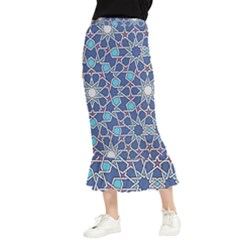 Islamic Ornament Texture, Texture With Stars, Blue Ornament Texture Maxi Fishtail Chiffon Skirt by nateshop