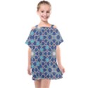 Islamic Ornament Texture, Texture With Stars, Blue Ornament Texture Kids  One Piece Chiffon Dress View1