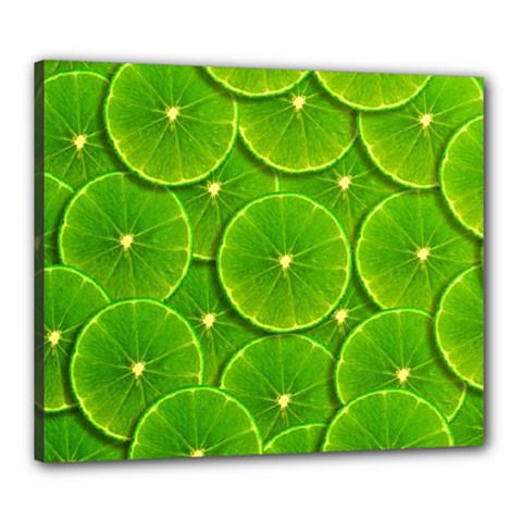 Lime Textures Macro, Tropical Fruits, Citrus Fruits, Green Lemon Texture Canvas 24  X 20  (stretched) by nateshop