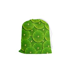 Lime Textures Macro, Tropical Fruits, Citrus Fruits, Green Lemon Texture Drawstring Pouch (small) by nateshop