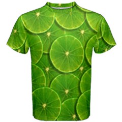 Lime Textures Macro, Tropical Fruits, Citrus Fruits, Green Lemon Texture Men s Cotton T-shirt by nateshop