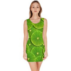 Lime Textures Macro, Tropical Fruits, Citrus Fruits, Green Lemon Texture Bodycon Dress by nateshop