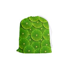 Lime Textures Macro, Tropical Fruits, Citrus Fruits, Green Lemon Texture Drawstring Pouch (medium) by nateshop