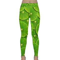 Lime Textures Macro, Tropical Fruits, Citrus Fruits, Green Lemon Texture Classic Yoga Leggings by nateshop