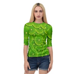 Lime Textures Macro, Tropical Fruits, Citrus Fruits, Green Lemon Texture Quarter Sleeve Raglan T-shirt