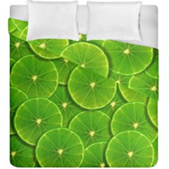 Lime Textures Macro, Tropical Fruits, Citrus Fruits, Green Lemon Texture Duvet Cover Double Side (king Size) by nateshop