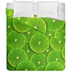 Lime Textures Macro, Tropical Fruits, Citrus Fruits, Green Lemon Texture Duvet Cover Double Side (california King Size) by nateshop