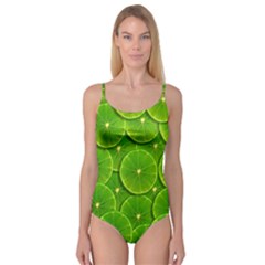 Lime Textures Macro, Tropical Fruits, Citrus Fruits, Green Lemon Texture Camisole Leotard  by nateshop