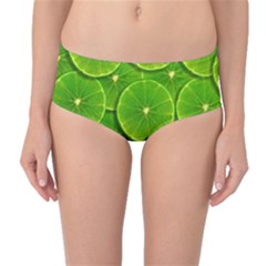 Lime Textures Macro, Tropical Fruits, Citrus Fruits, Green Lemon Texture Mid-waist Bikini Bottoms by nateshop