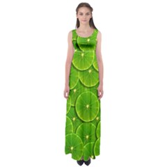 Lime Textures Macro, Tropical Fruits, Citrus Fruits, Green Lemon Texture Empire Waist Maxi Dress by nateshop