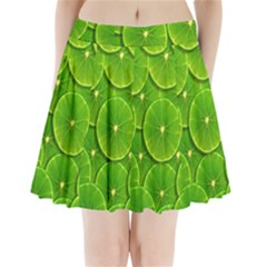 Lime Textures Macro, Tropical Fruits, Citrus Fruits, Green Lemon Texture Pleated Mini Skirt